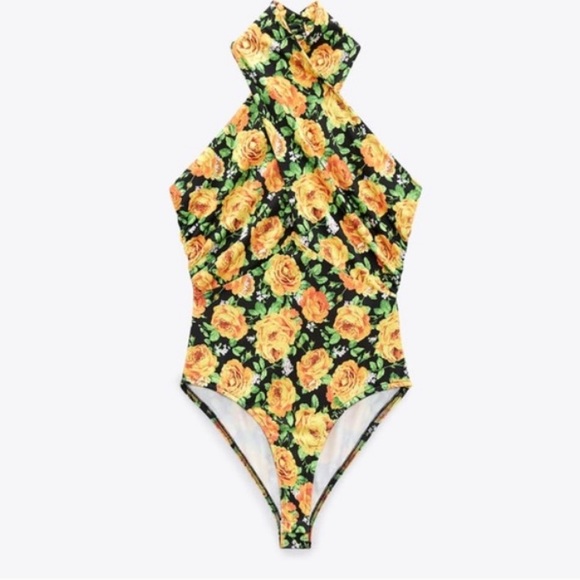 ZARA Women’s CrossNeck Floral Print BODYSUIT Size Small - Picture 3 of 5
